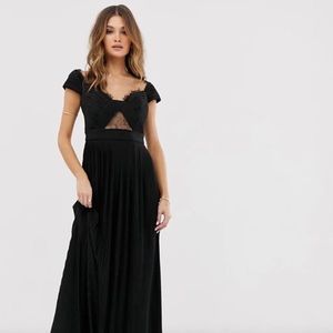 Lace & Pleat Bardot Maxi